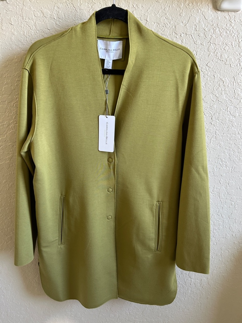 Carolina Belle Moss Green Long Snap-Front Jacket
